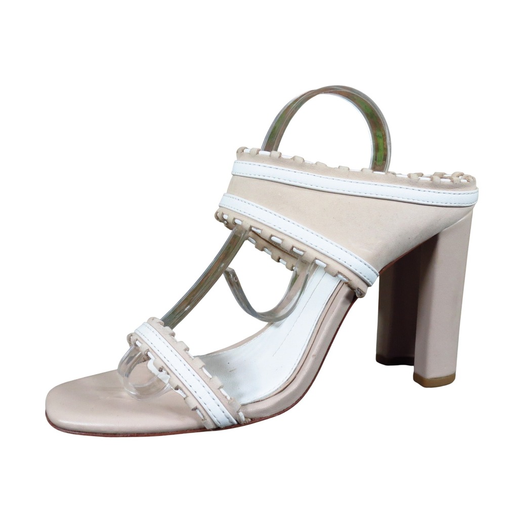 Antonio Melani Sarville Women Block Heel Mule Sandal 7.5 Dressy Beige Leather